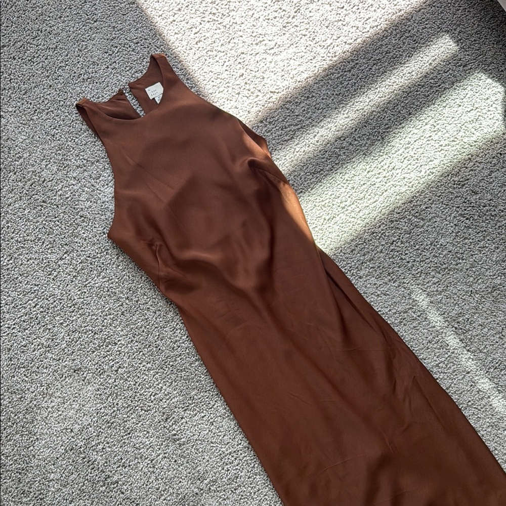 Satin brown Sleeveless Dress